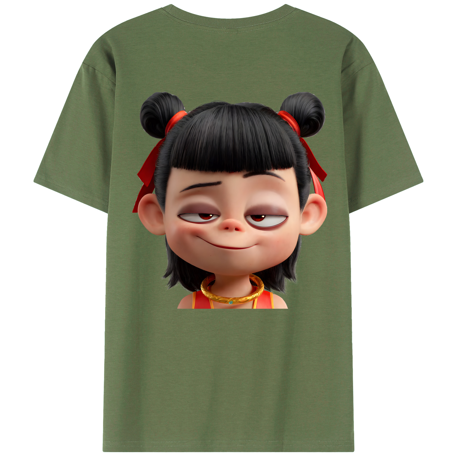 （画像用） Ne Zha 2 ナタ 魔童の大暴れ 綿100％ メンズ半袖Tシャツ（バックプリント） 通気性